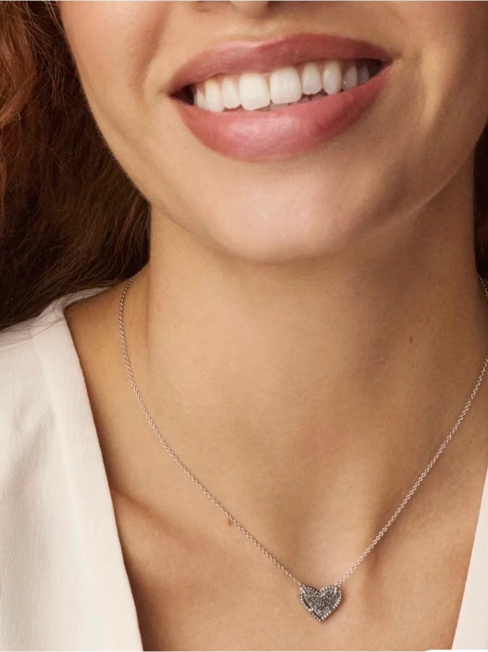 Kendra Scott Ari Heart Silver Pendant Necklace in Platinum Drusy